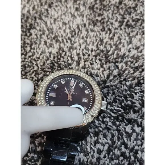 Toy Watch Black Plastermaic Watch CrystalAccent Link Watch Bracelet
